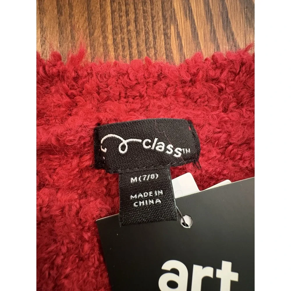 Art Class Girls Fuzzy Crewneck Pullover Sweater Red Size M (7/8) NWT